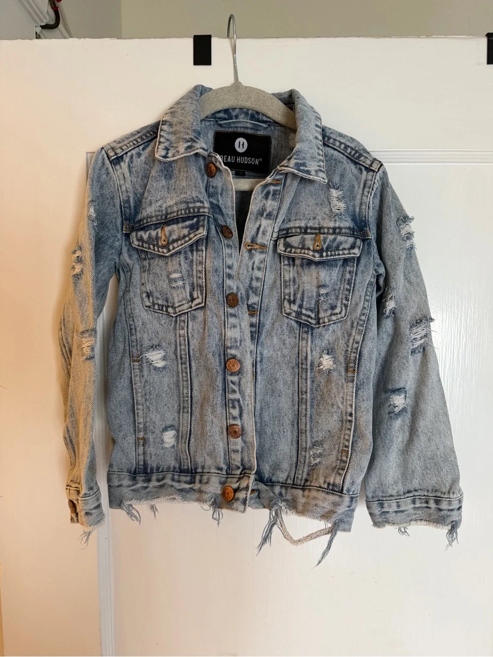 Beau Hudson Jeans Distressed Light Wash Denim Jacket - Light Blue
